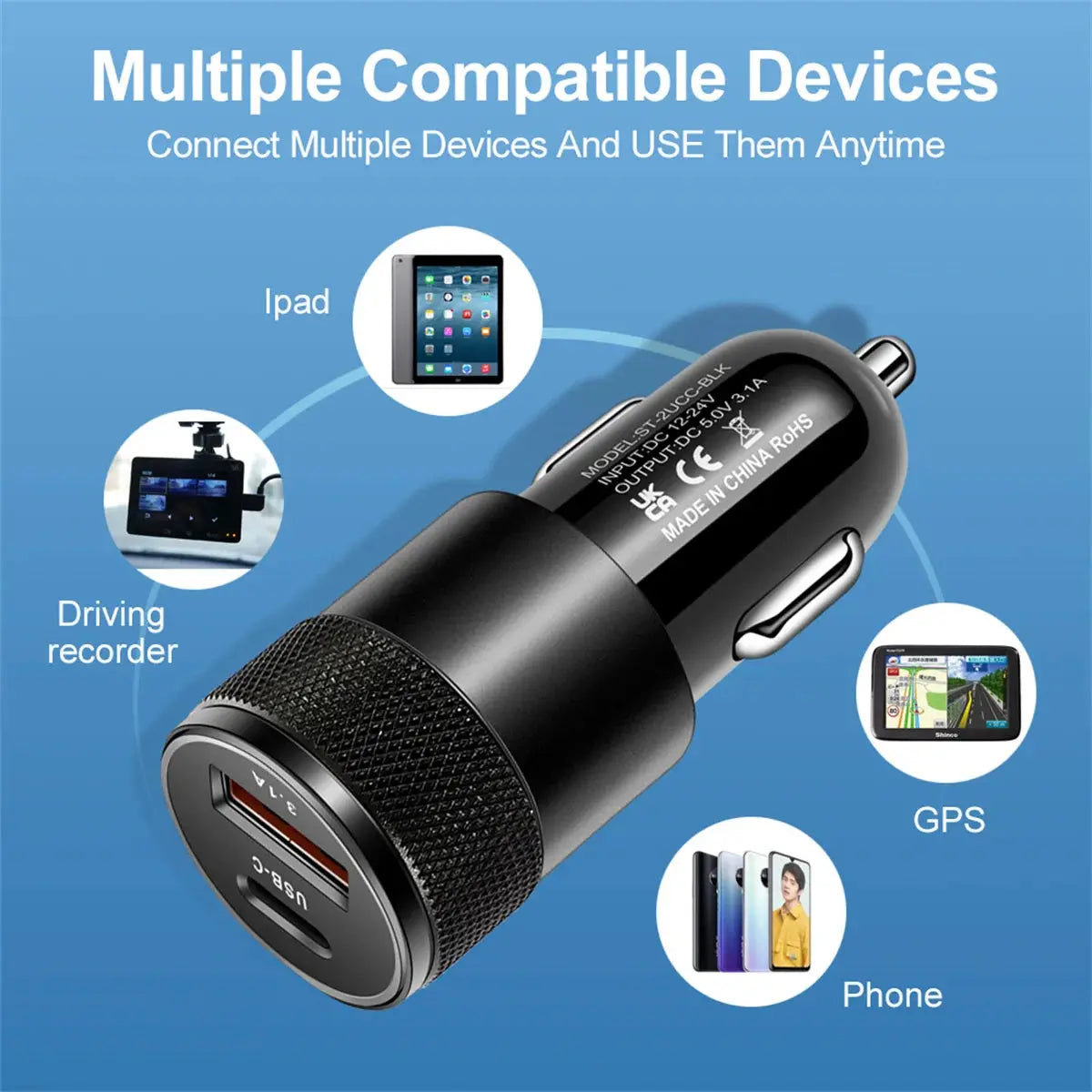 USB Car Charger Type C | Industrial Anti-Slip Solution GLOBGRIP®
