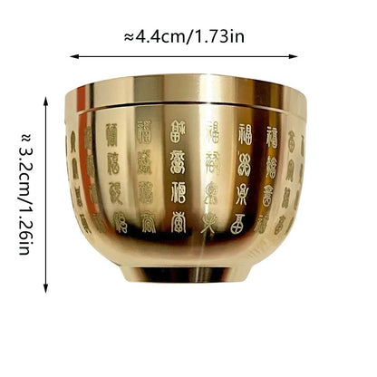Gold Feng Shui Hundred Blessings Bowl Fine Workmanship Meaningful Gifts Copper Materials Exquisite Mini GLOBGRIP®