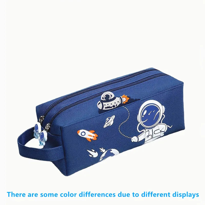 Space astronaut portable pencil case cute cartoon kids stationery bag large capacity storage bag school studen canvas pencil bag GLOBGRIP®