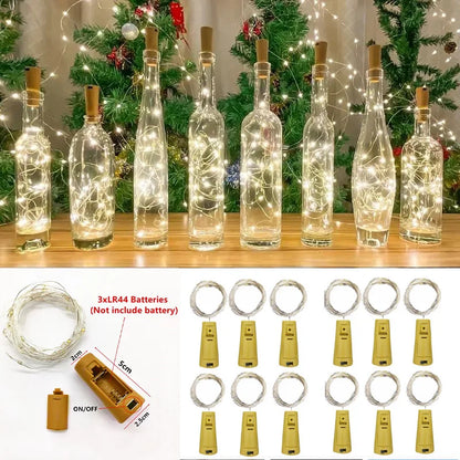6pcs Bottle Light Battery Power LED Wine Bottle Cork Light String Fairy Christmas Garland for Bar Wedding Xmas Party Decoration GLOBGRIP®