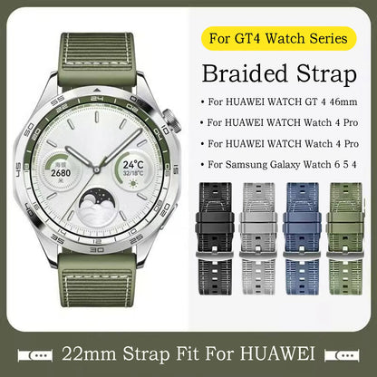 22mm Nylon Silicone Watch Bands For HUAWEI GT 4 46mm/Watch 4 Pro/GT 3 Sport Replacement Band for Samsung Galaxy Watch 6/5 Strap GLOBGRIP®