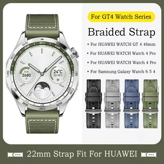 22mm Nylon Silicone Watch Bands For HUAWEI GT 4 46mm/Watch 4 Pro/GT 3 Sport Replacement Band for Samsung Galaxy Watch 6/5 Strap GLOBGRIP®