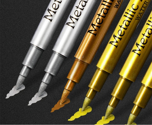 2/1Pc Brush Metallic Marker Pens Gold Silver Color Permanent Art Marker For Manga Crafts Scrapbooking School Stationery Supplies GLOBGRIP®