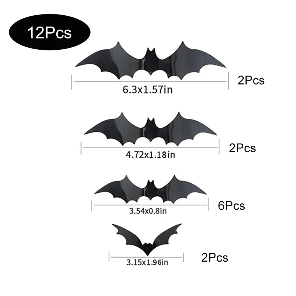 Halloween Bats Decorations,3D Pvc Bat on The Wall,Black Bats Wall Stickers,Halloween Scary Props GLOBGRIP®