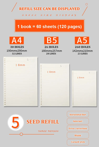 A4 / B5 / A5 Loose-Leaf Refill Binder Notebook GLOBGRIP®