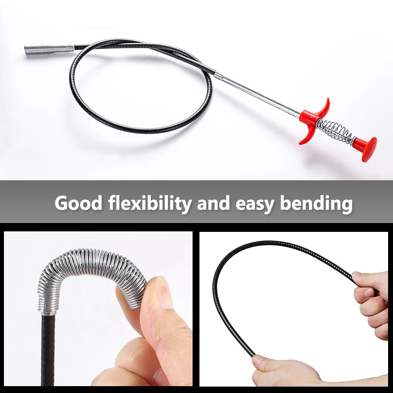 60cm Spring Pipe Dredging Tools, Drain Snake, Drain Cleaner Sticks Clog Remover Cleaning Household for Kitchen Bending Sink Tool GLOBGRIP®