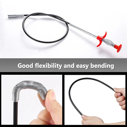 60cm Spring Pipe Dredging Tools, Drain Snake, Drain Cleaner Sticks Clog Remover Cleaning Household for Kitchen Bending Sink Tool GLOBGRIP®