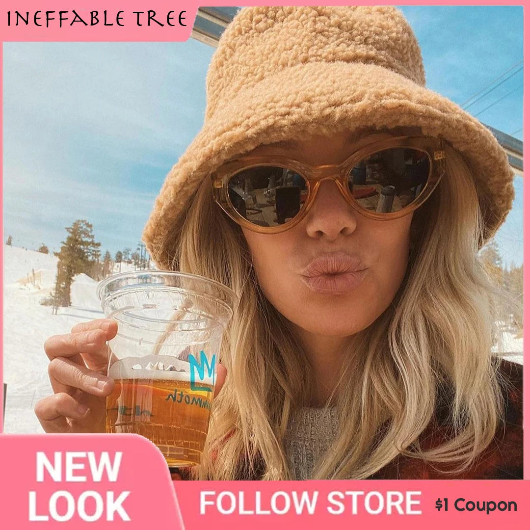 Lambswool Unisex Bucket Hats For Women Men Winter Outdoor Sun Visor Panama Fisherman Cap Letter Embroidered Wholesale Chapeau GLOBGRIP®