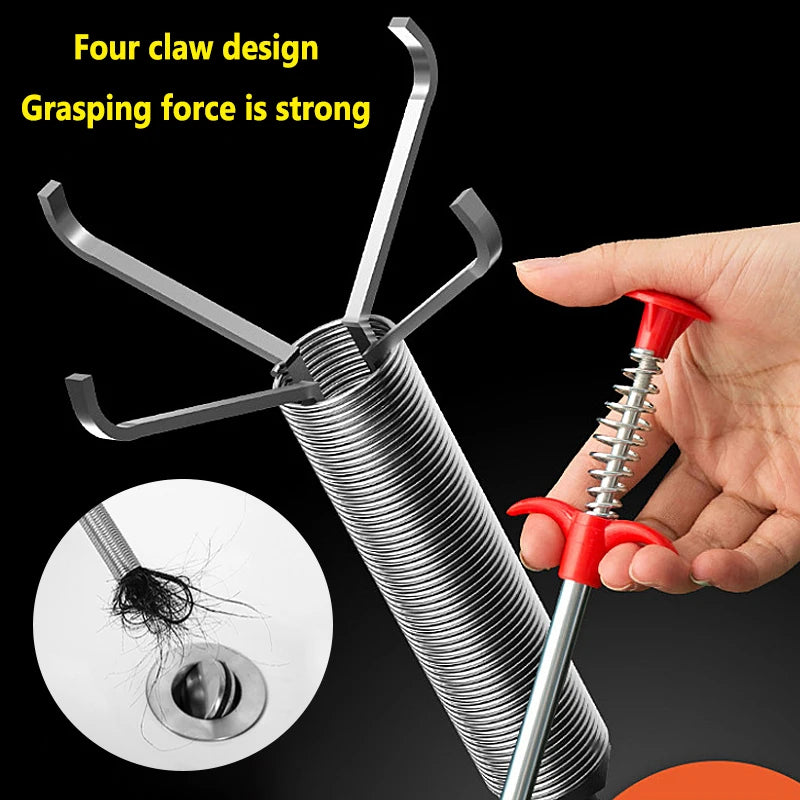 60cm Spring Pipe Dredging Tools, Drain Snake, Drain Cleaner Sticks Clog Remover Cleaning Household for Kitchen Bending Sink Tool GLOBGRIP®