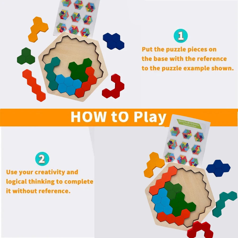 🧠 Wooden Tangram Jigsaw DIY Puzzle GLOBGRIP®