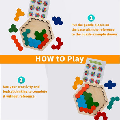 🧠 Wooden Tangram Jigsaw DIY Puzzle GLOBGRIP®