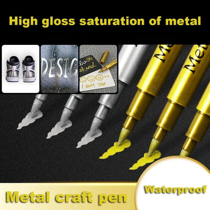 2/1Pc Brush Metallic Marker Pens Gold Silver Color Permanent Art Marker For Manga Crafts Scrapbooking School Stationery Supplies GLOBGRIP®