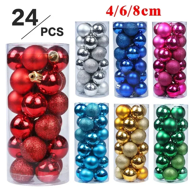 24Pcs 3/4/6CM Christmas Balls Big Ball Christmas Tree Pendant Ornaments for Party Decor 2025 New Year Navidad Gifts Accessory GLOBGRIP®