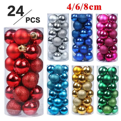 24Pcs 3/4/6CM Christmas Balls Big Ball Christmas Tree Pendant Ornaments for Party Decor 2025 New Year Navidad Gifts Accessory GLOBGRIP®