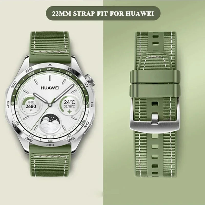 22mm Nylon Silicone Watch Bands For HUAWEI GT 4 46mm/Watch 4 Pro/GT 3 Sport Replacement Band for Samsung Galaxy Watch 6/5 Strap GLOBGRIP®