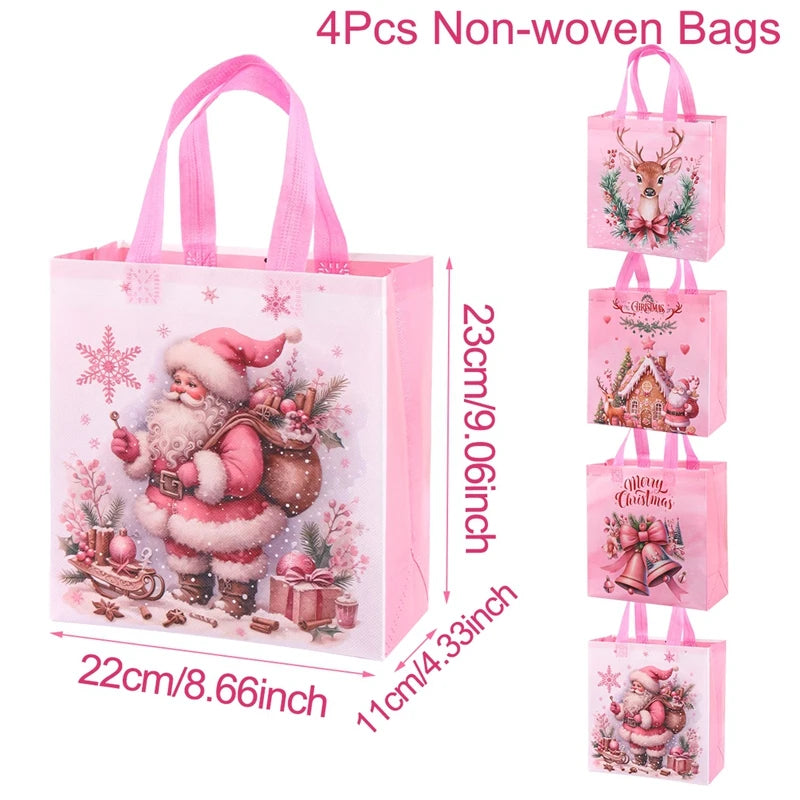 4/8pcs Christmas Gift Bag Santa Non-Woven Bag Christmas Decorations For Home 2025 Xmas Navidad Noel Gifts New Year Packaging Bag GLOBGRIP®