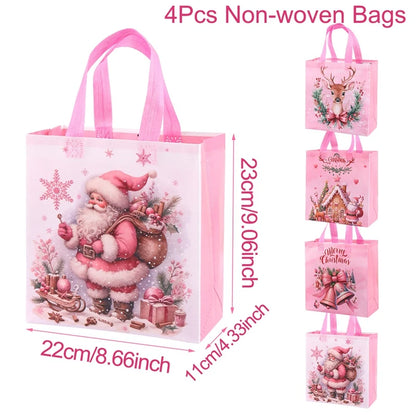 4/8pcs Christmas Gift Bag Santa Non-Woven Bag Christmas Decorations For Home 2025 Xmas Navidad Noel Gifts New Year Packaging Bag GLOBGRIP®
