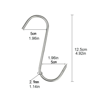Stainless Steel S Hooks with Sharp Tip Utensil Meat Clothes Hanger Hanging Hooks for Butcher Shop Kitchen Baking Tools GLOBGRIP®