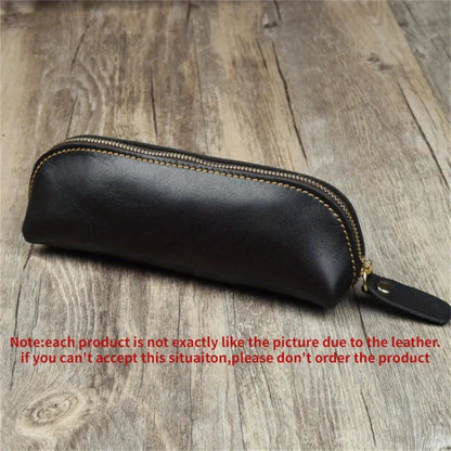 Vintage Leather Pencil Bag Simple Stationery Hoder Pen Case Storage Bag Zipper Pencil Pouch Glasses Box School Supplies GLOBGRIP®