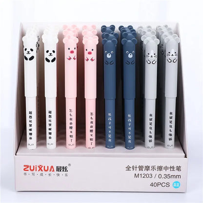 🐷🐻🐱🐭 4 Pcs/Set Kawaii Pig Bear Cat Mouse Erasable Gel Pens GLOBGRIP®