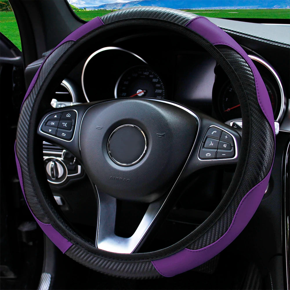 Carbon Fiber Leather Car Steering Wheel Cover GLOBGRIP®