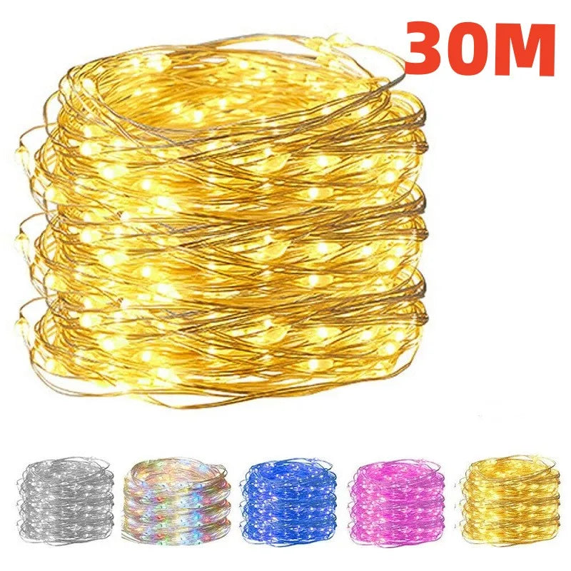 10/20/30M USB LED String Lights Copper Silver Wire Garland Light Waterproof Fairy Lights For Christmas Wedding Party Decoration GLOBGRIP®