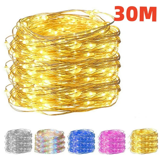 10/20/30M USB LED String Lights Copper Silver Wire Garland Light Waterproof Fairy Lights For Christmas Wedding Party Decoration GLOBGRIP®