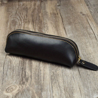 Vintage Leather Pencil Bag Simple Stationery Hoder Pen Case Storage Bag Zipper Pencil Pouch Glasses Box School Supplies GLOBGRIP®