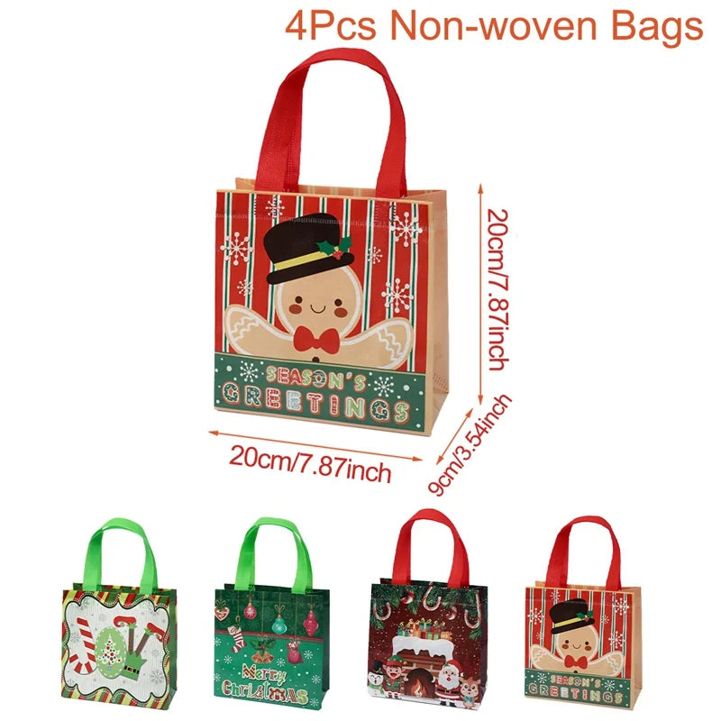 4/8pcs Christmas Gift Bag Santa Non-Woven Bag Christmas Decorations For Home 2025 Xmas Navidad Noel Gifts New Year Packaging Bag GLOBGRIP®