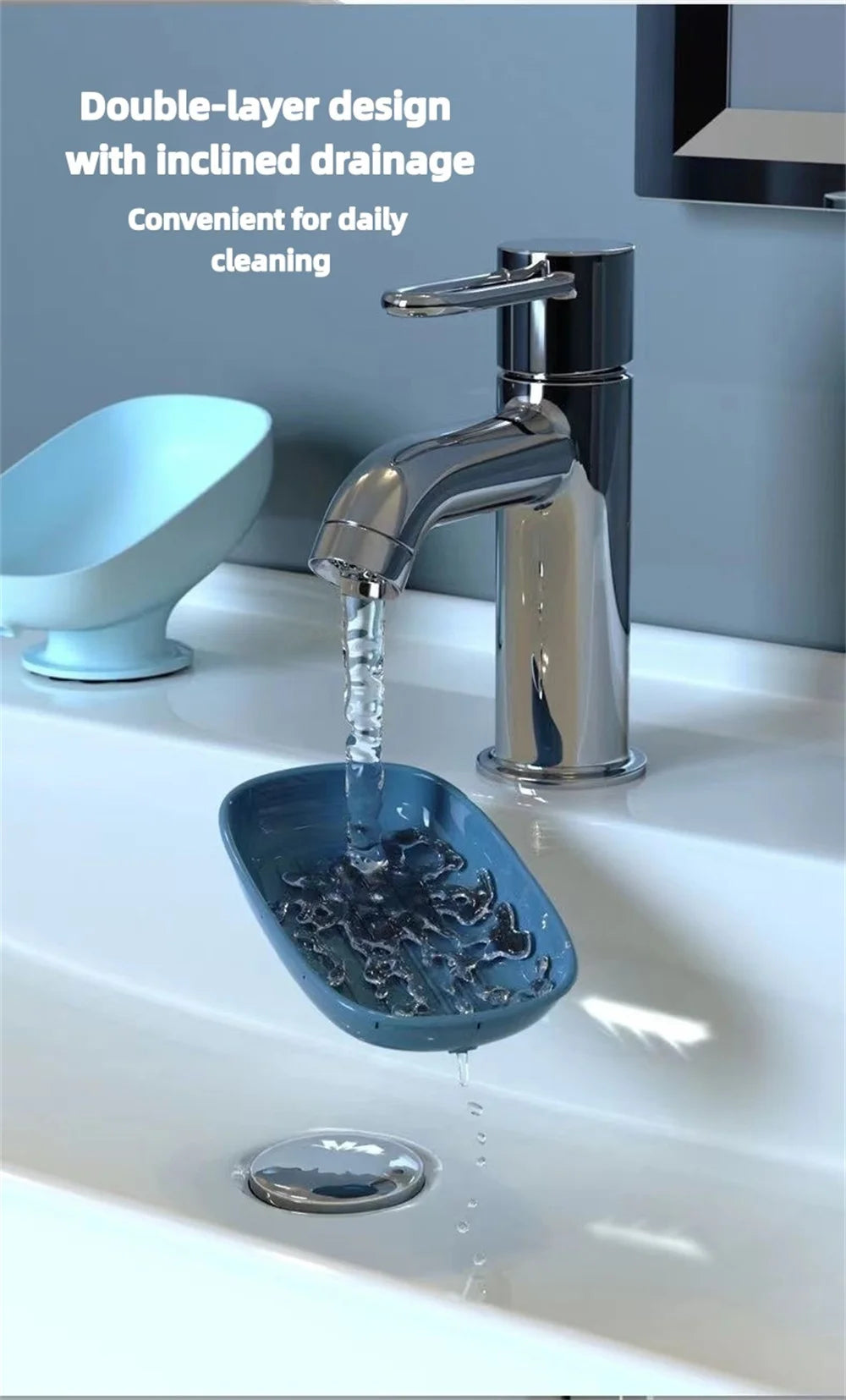 1pc Super Suction Cup Soap Dish Bathroom Portable Soap Dishes Holder Self Draining Soap Box For Bathroom Soap Holder Accessories GLOBGRIP®