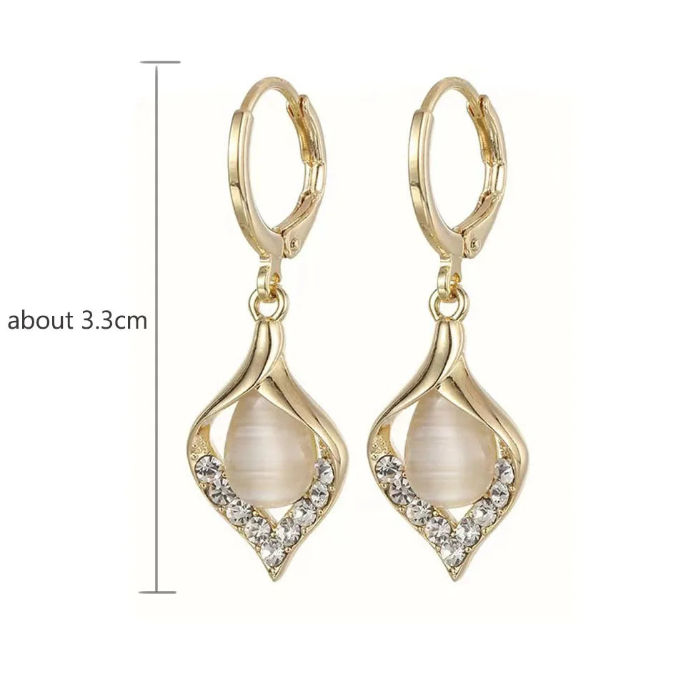 Fashion Korean Angel Eye Earrings Gold Color Plated Rhinestones Inlay Tulip Petal Hoop Earring Women's Party Jewelry GLOBGRIP®