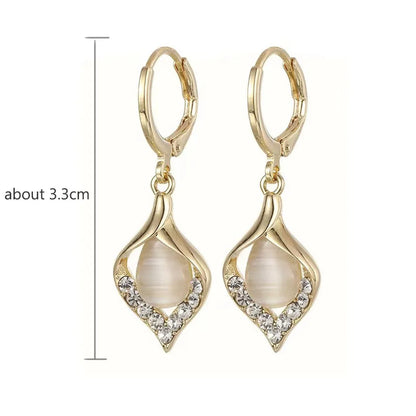 Fashion Korean Angel Eye Earrings Gold Color Plated Rhinestones Inlay Tulip Petal Hoop Earring Women's Party Jewelry GLOBGRIP®