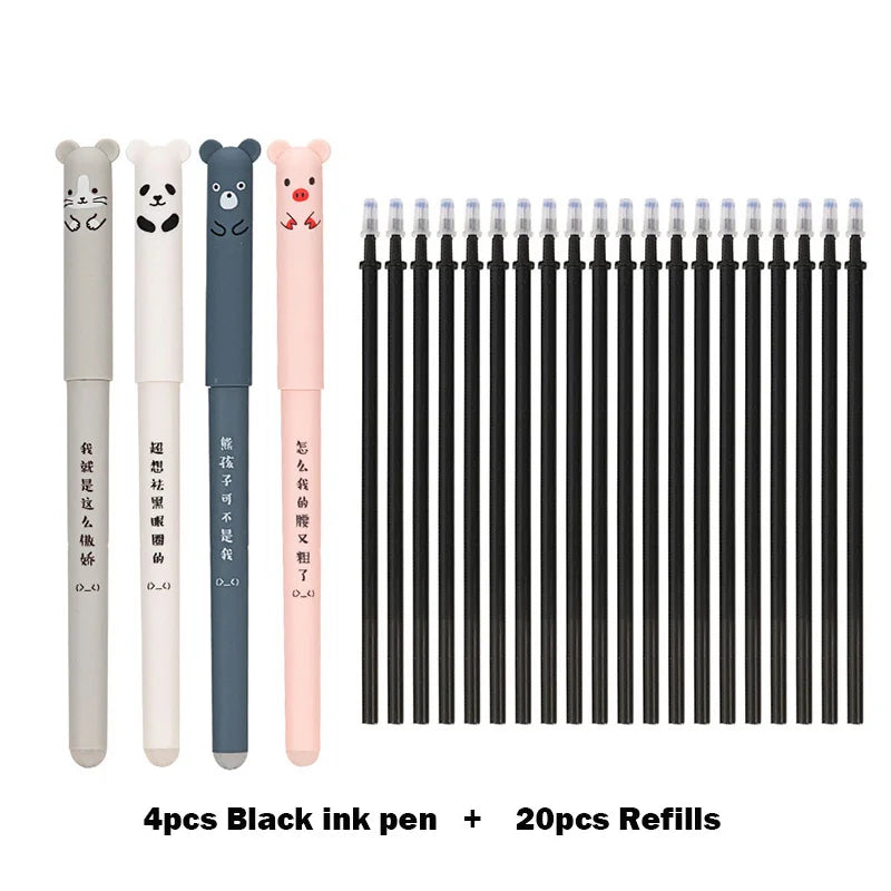 🐻🐷🐱 Kawaii Pig, Bear & Cat Erasable Gel Pen Refills GLOBGRIP®