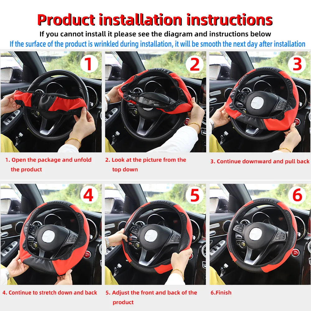 Carbon Fiber Leather Car Steering Wheel Cover GLOBGRIP®