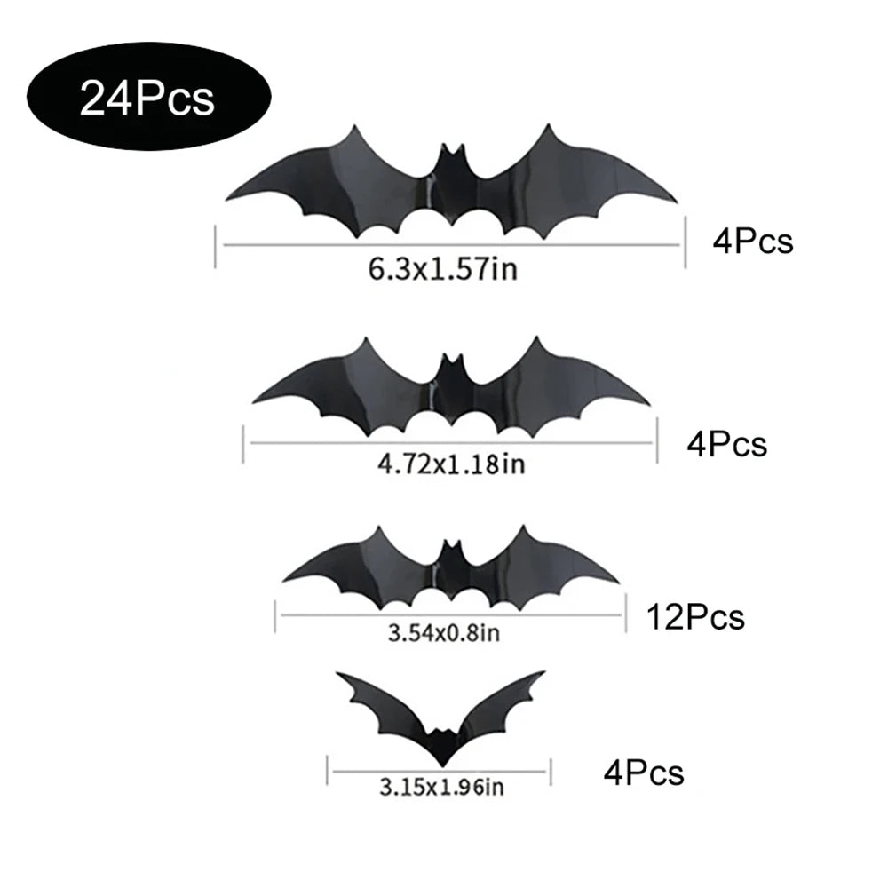 Halloween Bats Decorations,3D Pvc Bat on The Wall,Black Bats Wall Stickers,Halloween Scary Props GLOBGRIP®