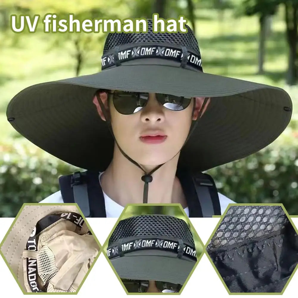 Summer Large Sun Hat Men Women Breathable Fishing Caps Sun UV Protection Mesh Fisherman Hat Hiking Outdoor Beach Cap GLOBGRIP®