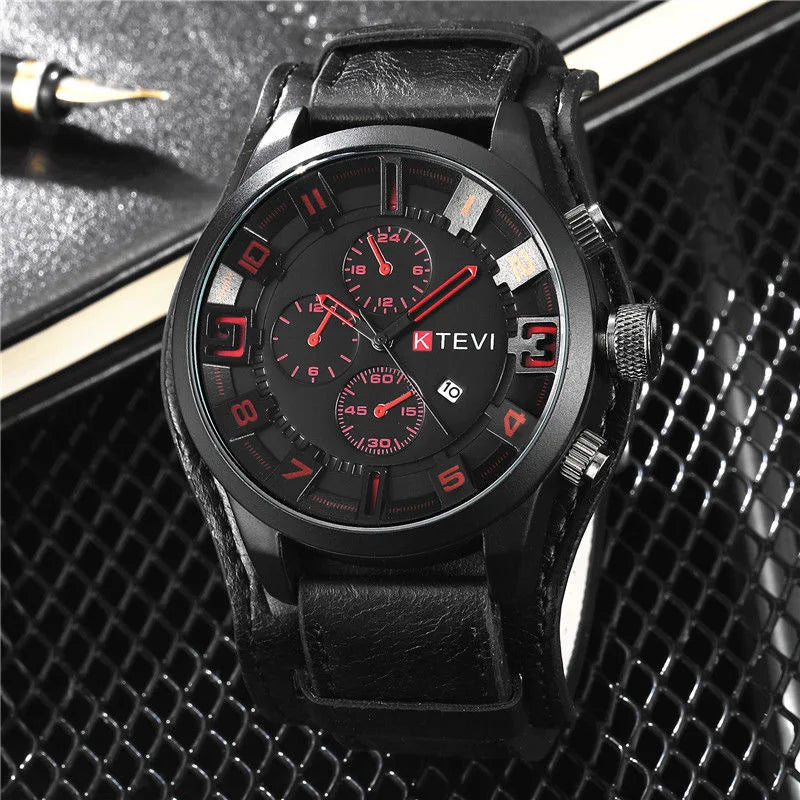 Retro Men's Watches High-end Luxury Man Watch PU Leather Strap Date Business Quartz Watch Big Dial Military tactical Wristwatch GLOBGRIP®