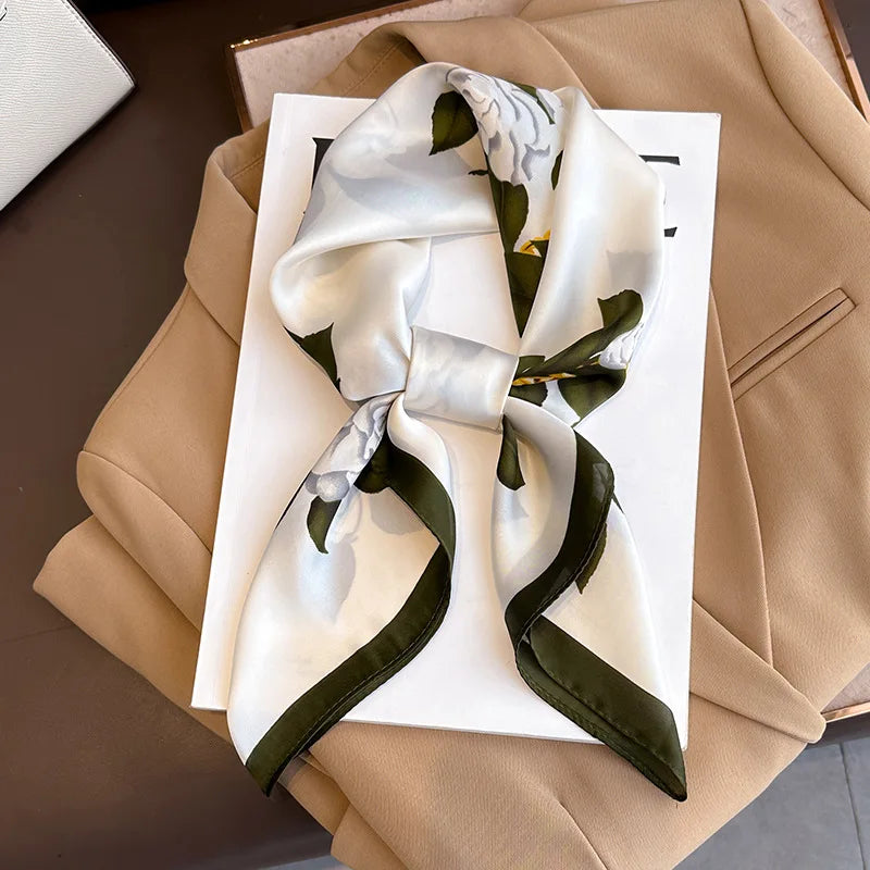 2024 New Fashion 70X70cmPrinted Women's Scarf Pashmina Silk Scarf Square Shawl Decorative Headband Neck Luxury Design Bandana GLOBGRIP®