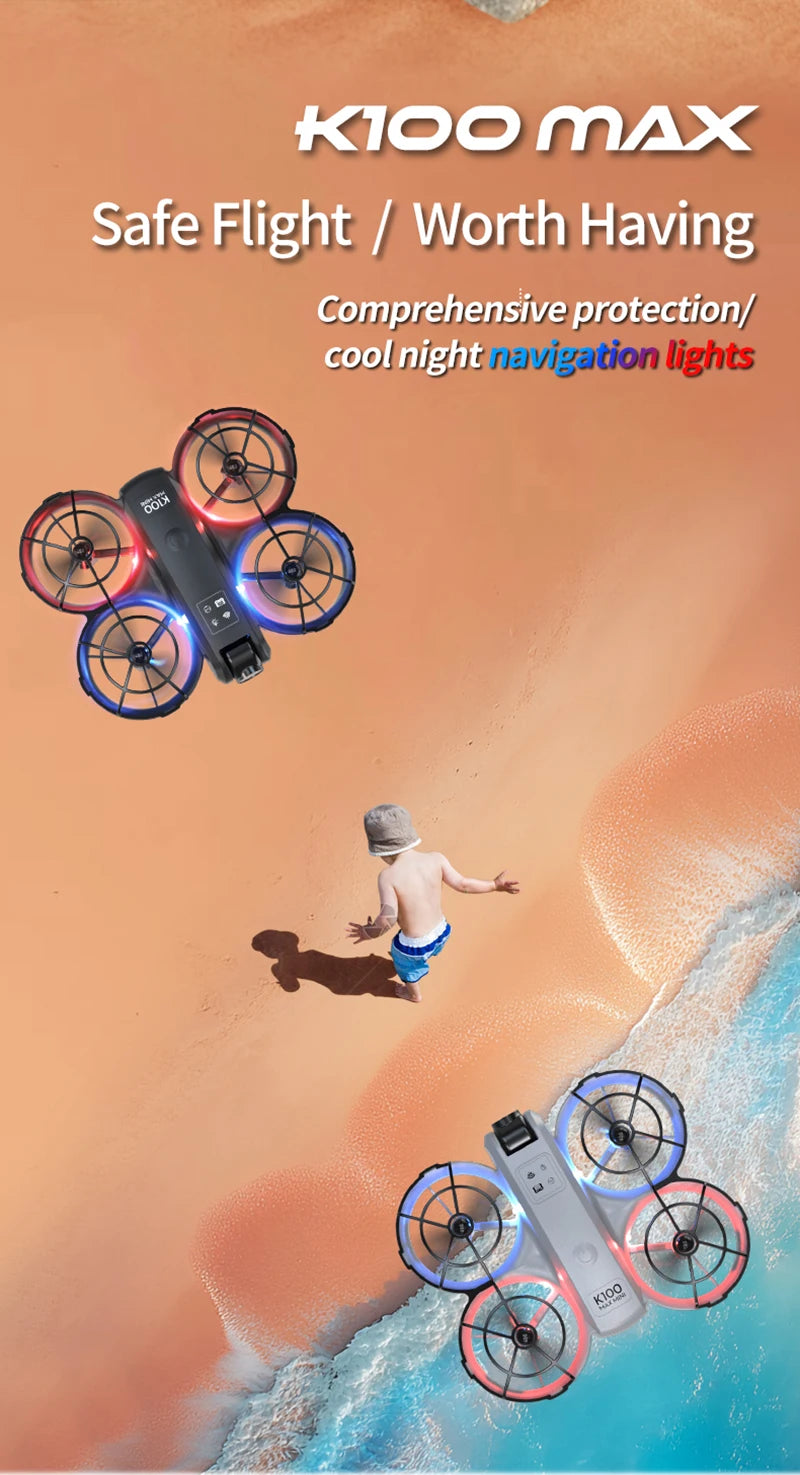 Xiaomi K100 MAX Mini Drone Professional 4K HD Dual Camera Fpv Screen Optical Flow Drone Toys Quadcopter Brushless Dron Toy Gift GLOBGRIP®