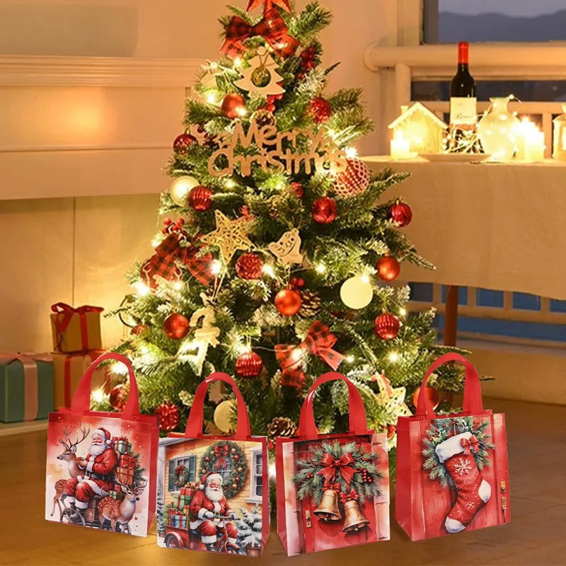 4/8pcs Christmas Gift Bag Santa Non-Woven Bag Christmas Decorations For Home 2025 Xmas Navidad Noel Gifts New Year Packaging Bag GLOBGRIP®
