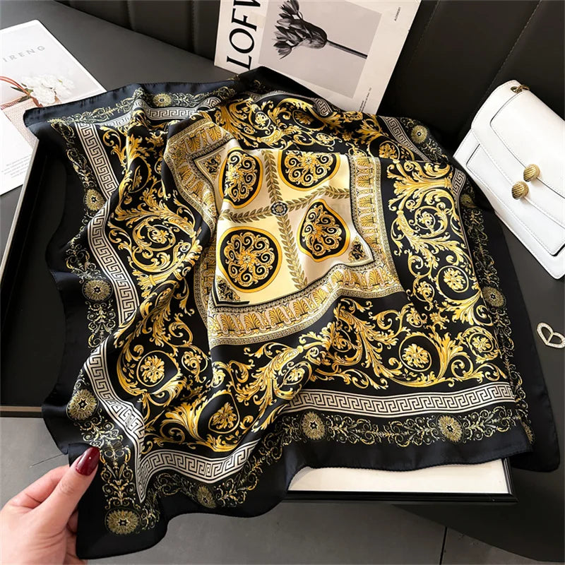 2024 New Fashion 70X70cmPrinted Women's Scarf Pashmina Silk Scarf Square Shawl Decorative Headband Neck Luxury Design Bandana GLOBGRIP®