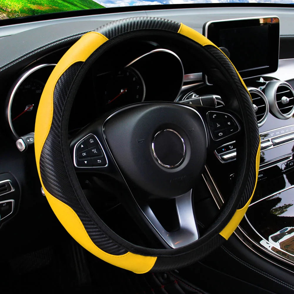 Carbon Fiber Leather Car Steering Wheel Cover GLOBGRIP®