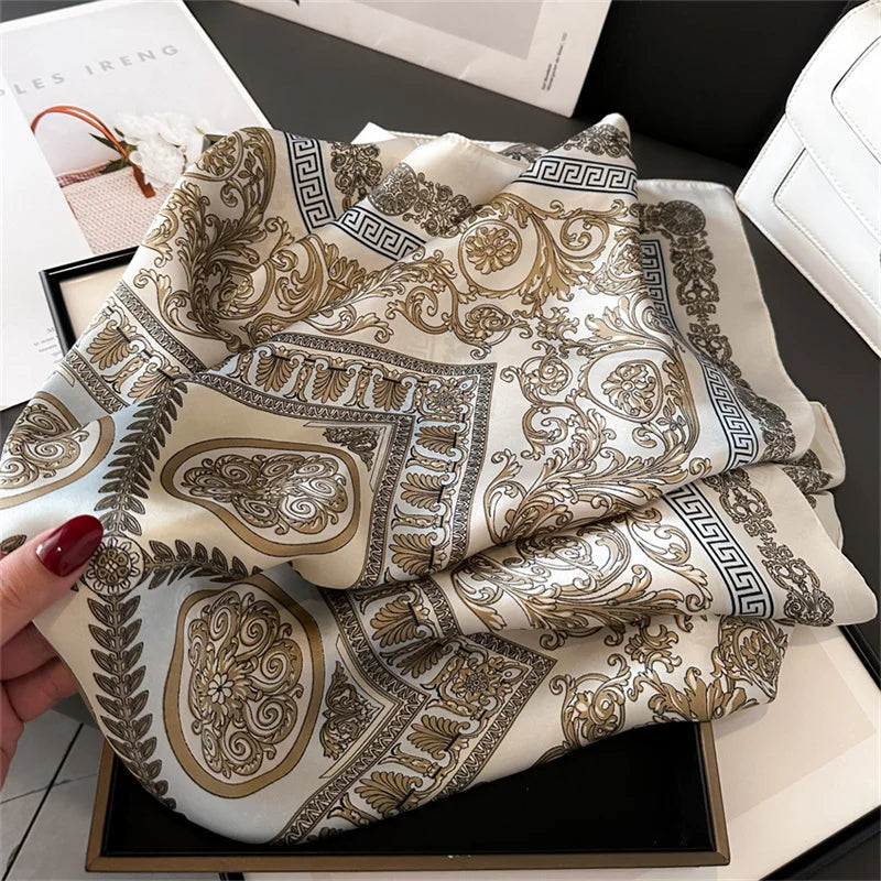 2024 New Fashion 70X70cmPrinted Women's Scarf Pashmina Silk Scarf Square Shawl Decorative Headband Neck Luxury Design Bandana GLOBGRIP®