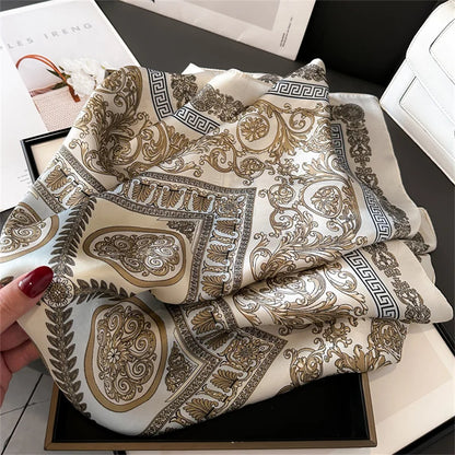 2024 New Fashion 70X70cmPrinted Women's Scarf Pashmina Silk Scarf Square Shawl Decorative Headband Neck Luxury Design Bandana GLOBGRIP®