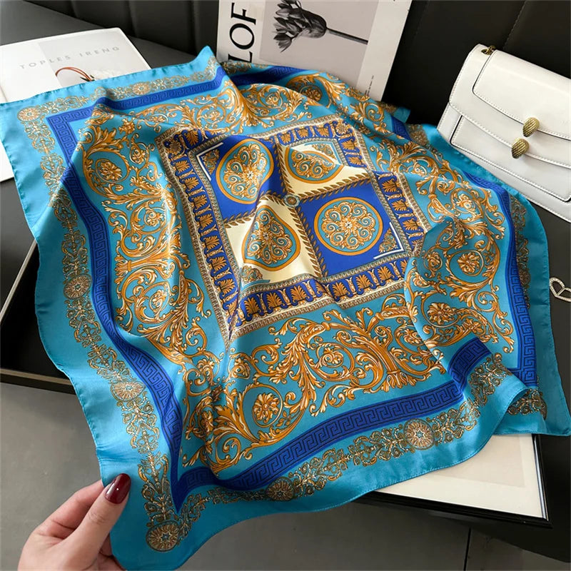 2024 New Fashion 70X70cmPrinted Women's Scarf Pashmina Silk Scarf Square Shawl Decorative Headband Neck Luxury Design Bandana GLOBGRIP®