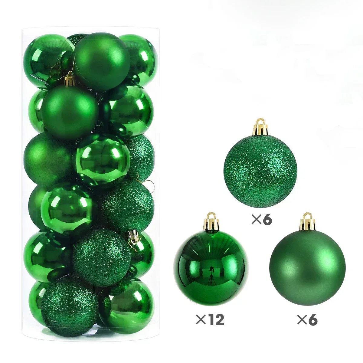 24Pcs 3/4/6CM Christmas Balls Big Ball Christmas Tree Pendant Ornaments for Party Decor 2025 New Year Navidad Gifts Accessory GLOBGRIP®