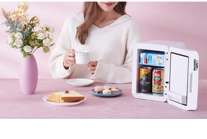 4L Mini Makeup Fridge WIth LED Light Mirror Portable Cosmetic Storage Refrigerator Keep fresh Cooler for Home Car Dual Use GLOBGRIP®