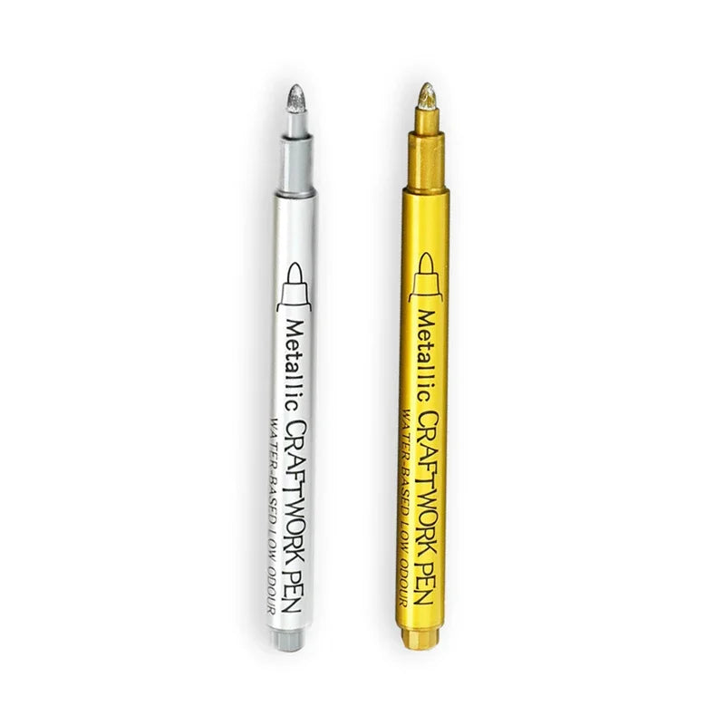2/1Pc Brush Metallic Marker Pens Gold Silver Color Permanent Art Marker For Manga Crafts Scrapbooking School Stationery Supplies GLOBGRIP®