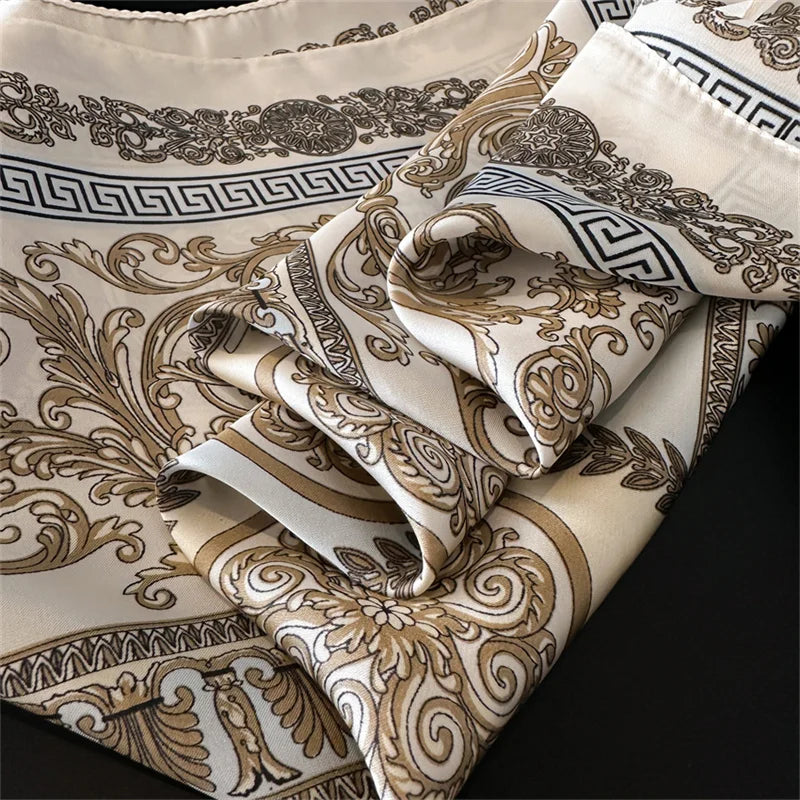 2024 New Fashion 70X70cmPrinted Women's Scarf Pashmina Silk Scarf Square Shawl Decorative Headband Neck Luxury Design Bandana GLOBGRIP®