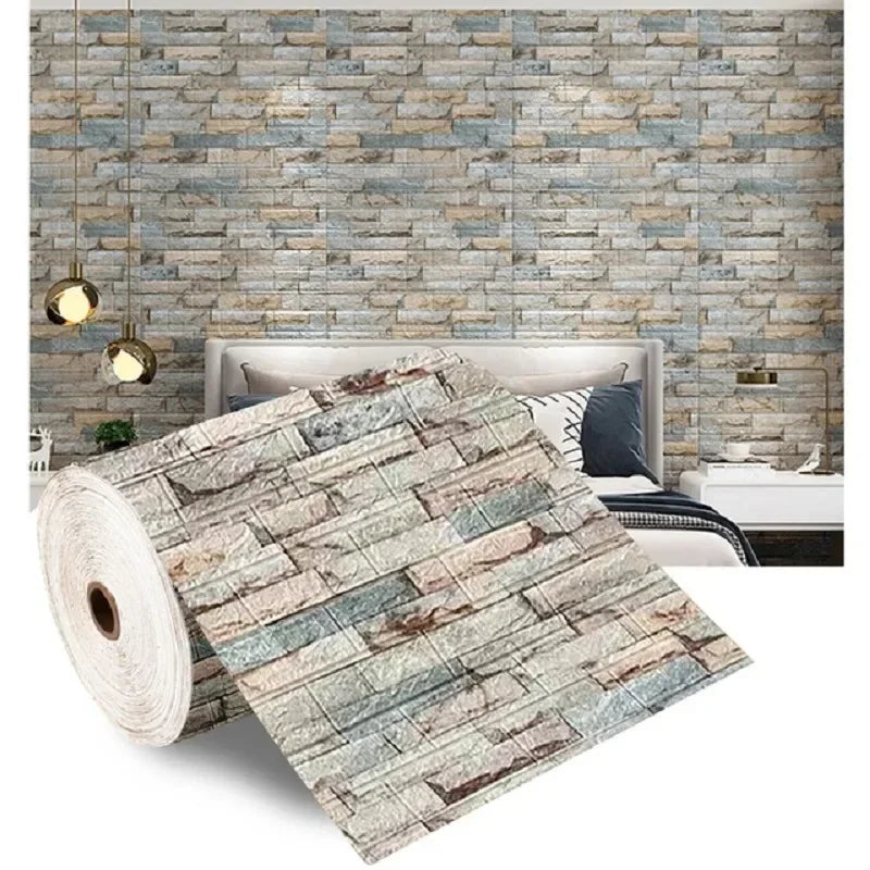 70cmx2m Meter Foam 3D Wall Stickers Self Adhesive Panel Home Decor Living Room Bedroom House Decoration Bathroom Brick Wallpaper GLOBGRIP®